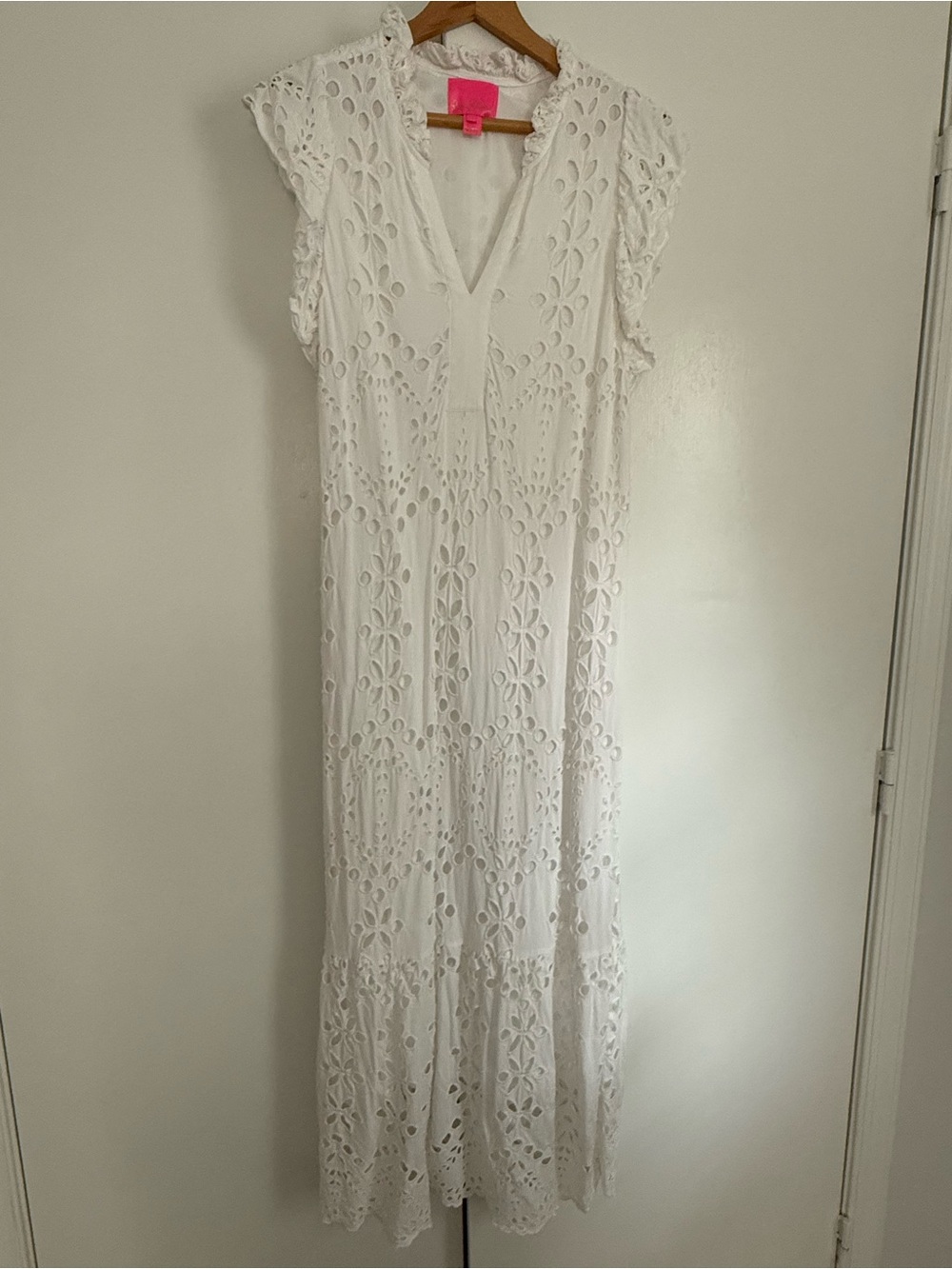 Lilly Pulitzer White Eyelet V-Neck Maxi Dress